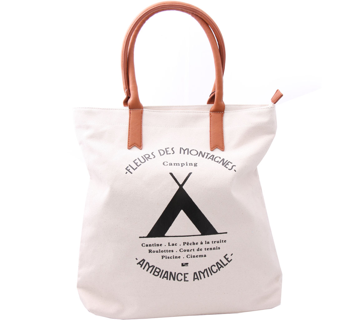 Maroquinerie en ligne Tote fleurs de montagne canvas/poly leather Maroquinerie en ligne Tote fleurs de montagne canvas/poly leather